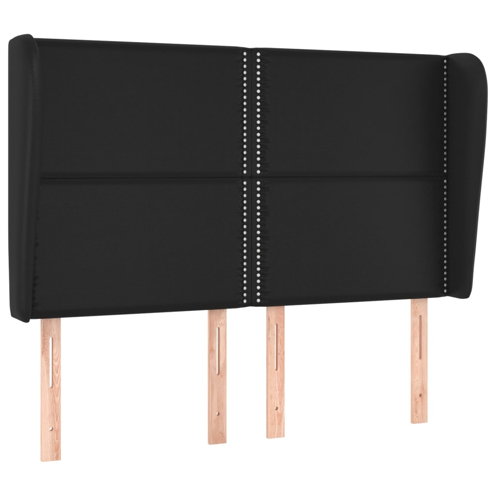 vidaXL Tăblie de pat cu aripioare, negru, 147x23x118/128 cm, piele eco