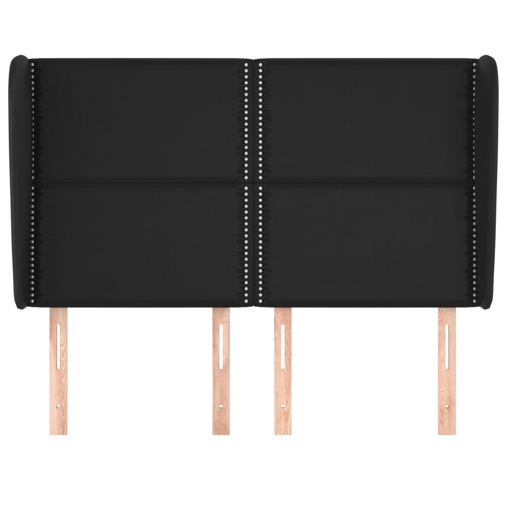 vidaXL Tăblie de pat cu aripioare, negru, 147x23x118/128 cm, piele eco