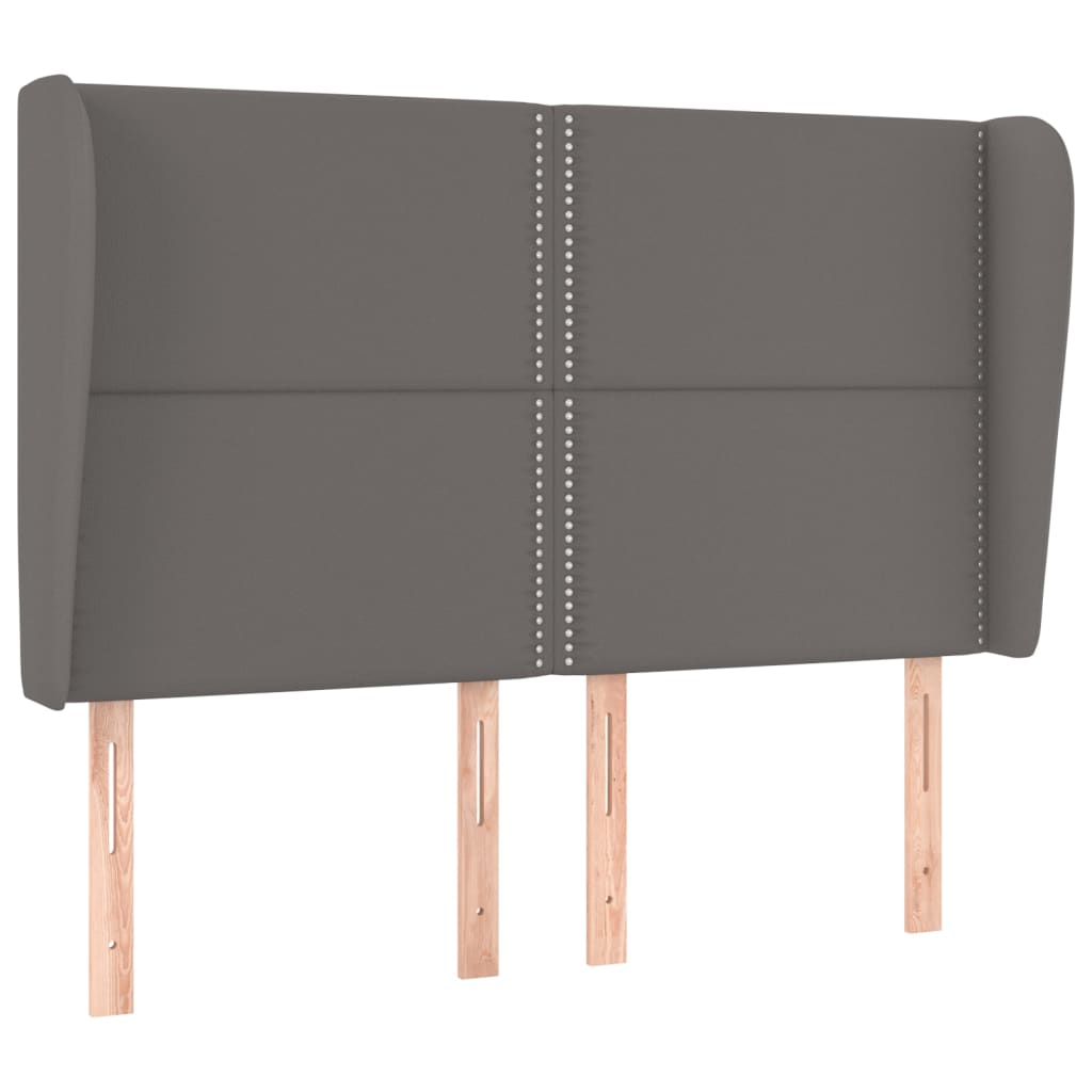 vidaXL Tăblie de pat cu aripioare gri 147x23x118/128 cm piele eco