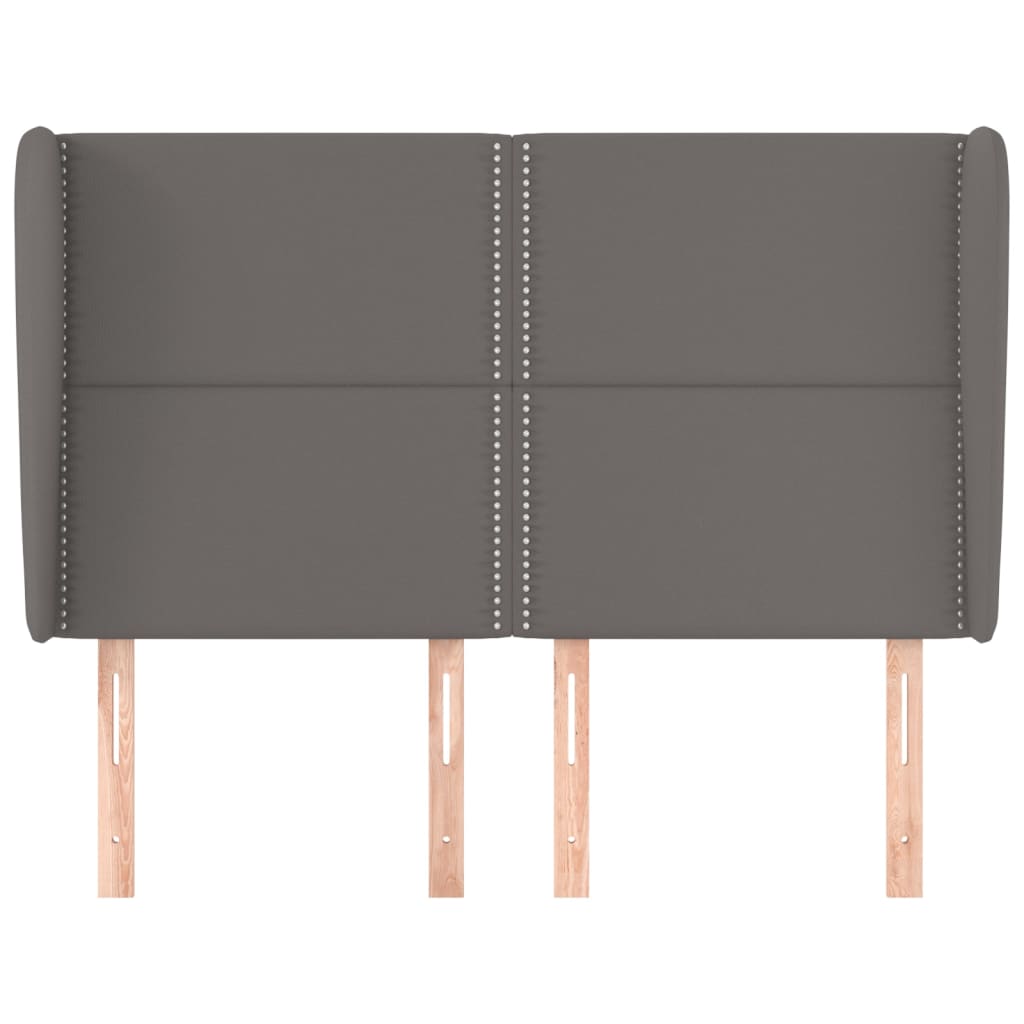 vidaXL Tăblie de pat cu aripioare gri 147x23x118/128 cm piele eco