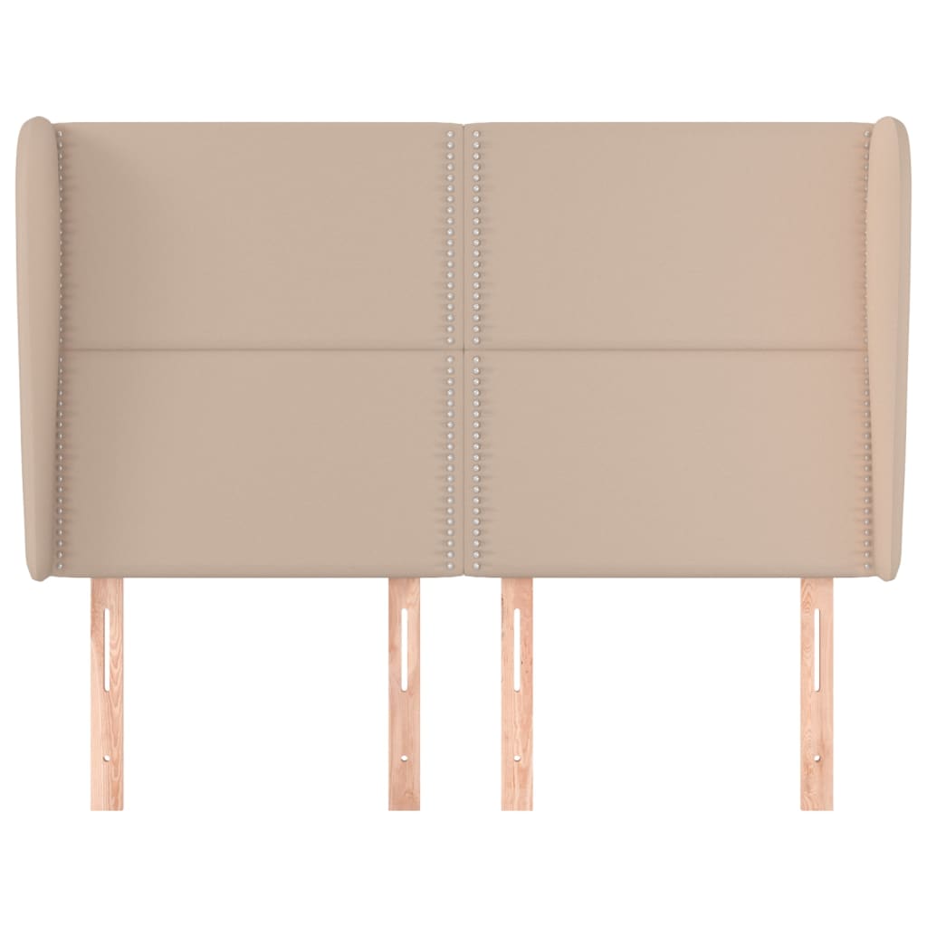 vidaXL Tăblie pat cu aripioare cappuccino 147x23x118/128 cm piele eco vidaXL Tăblie pat cu aripioare cappuccino 147x23x118/128 cm piele eco