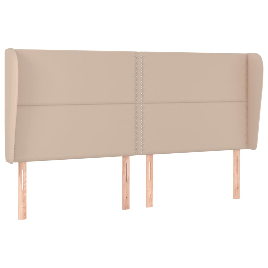 vidaXL Tăblie pat cu aripioare cappuccino 183x23x118/128 cm piele eco