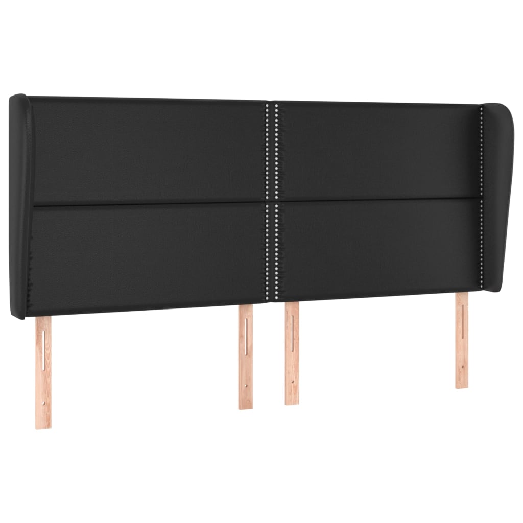 vidaXL Tăblie de pat cu aripioare, negru, 203x23x118/128 cm, piele eco