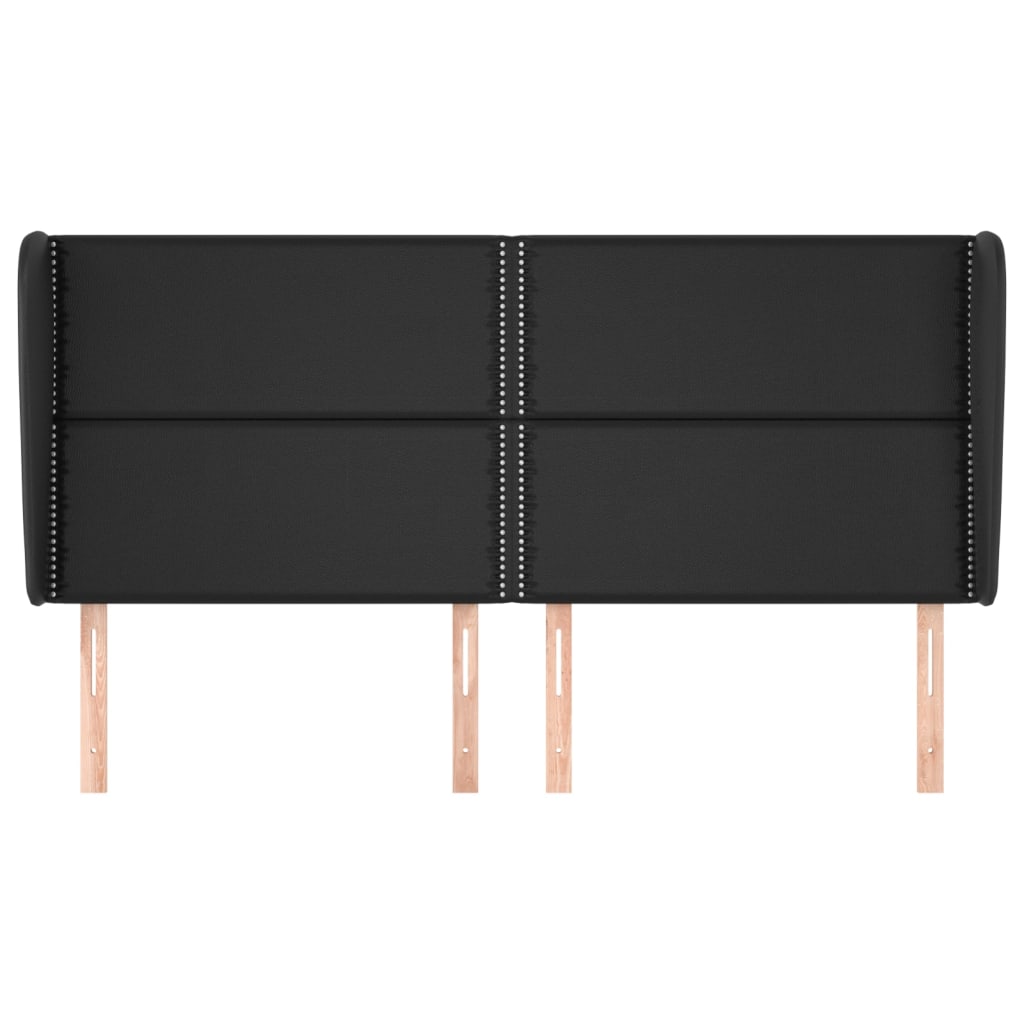 vidaXL Tăblie de pat cu aripioare, negru, 203x23x118/128 cm, piele eco