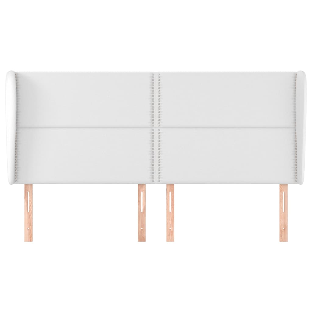vidaXL Tăblie de pat cu aripioare, alb, 203x23x118/128 cm, piele eco