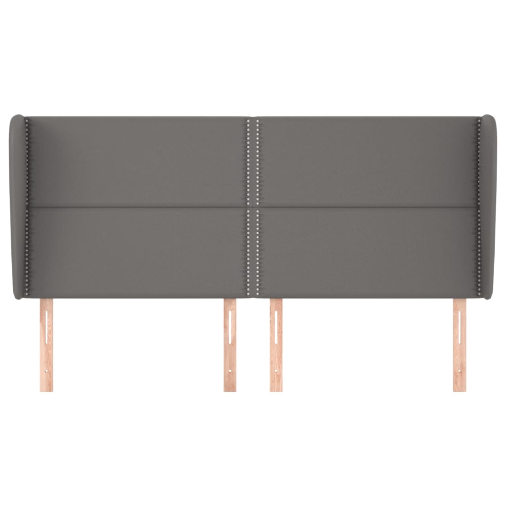 vidaXL Tăblie de pat cu aripioare gri 203x23x118/128 cm piele eco