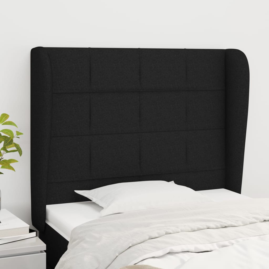 vidaXL Tăblie de pat cu aripioare, negru, 83x23x118/128 cm, textil