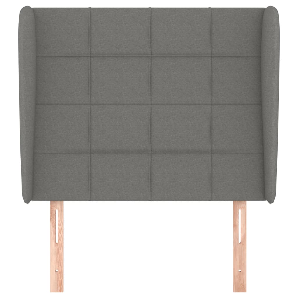 vidaXL Tăblie de pat cu aripioare gri închis 93x23x118/128 cm textil