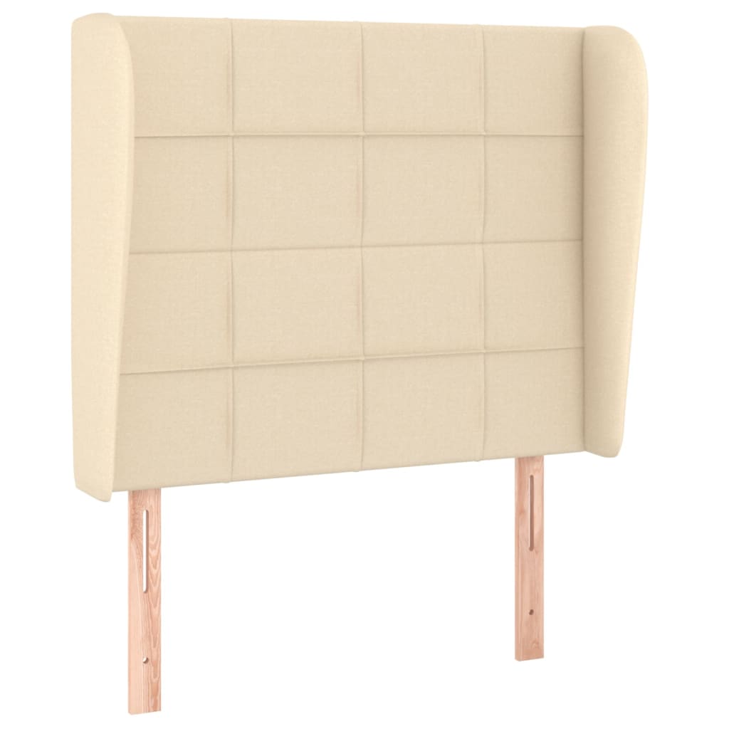 vidaXL Tăblie de pat cu aripioare, crem, 93x23x118/128 cm, țesătură