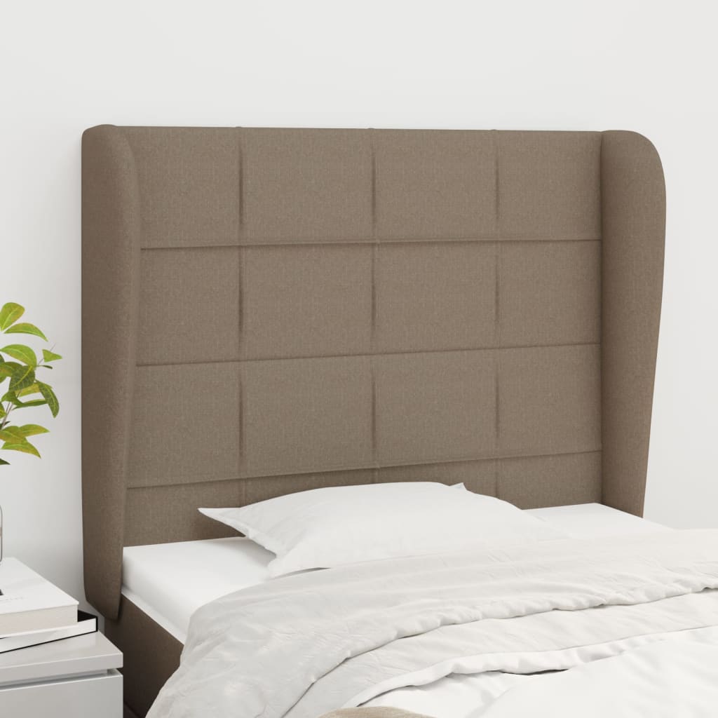 vidaXL Tăblie de pat cu aripioare gri taupe 103x23x118/128 cm textil