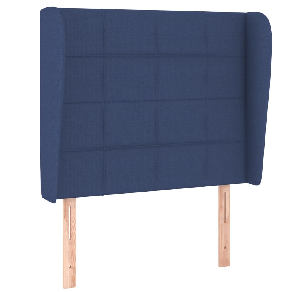 vidaXL Tăblie de pat cu aripioare, albastru, 103x23x118/128 cm, textil