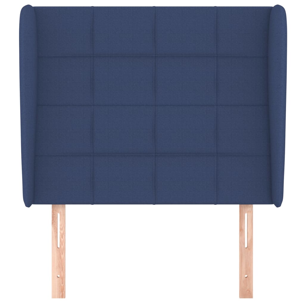 vidaXL Tăblie de pat cu aripioare, albastru, 103x23x118/128 cm, textil