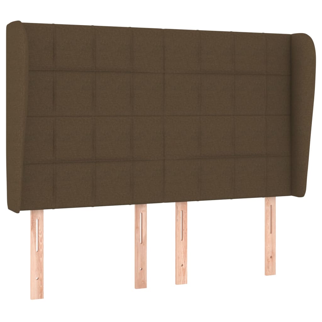 vidaXL Tăblie de pat cu aripioare maro închis 147x23x118/128 cm textil vidaXL Tăblie de pat cu aripioare maro închis 147x23x118/128 cm textil