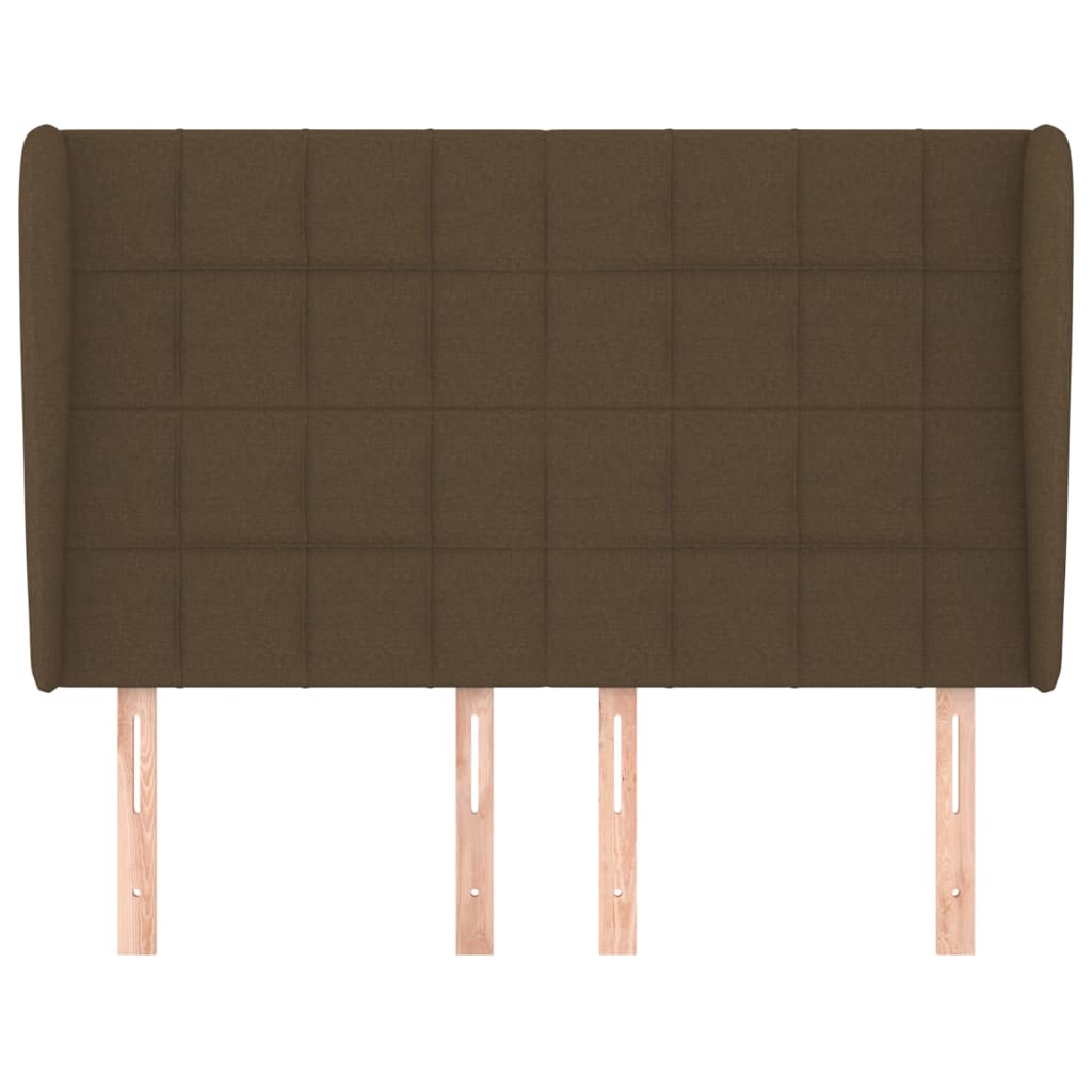 vidaXL Tăblie de pat cu aripioare maro închis 147x23x118/128 cm textil vidaXL Tăblie de pat cu aripioare maro închis 147x23x118/128 cm textil