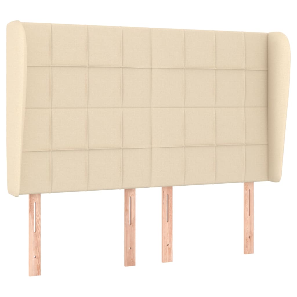 vidaXL Tăblie de pat cu aripioare, crem, 147x23x118/128 cm, textil