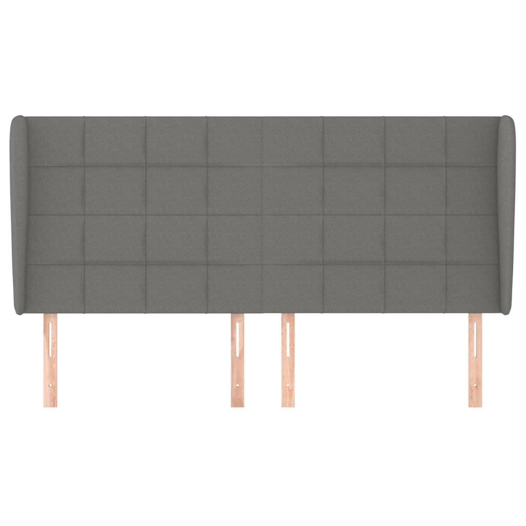 vidaXL Tăblie de pat cu aripioare gri închis 163x23x118/128 cm textil vidaXL Tăblie de pat cu aripioare gri închis 163x23x118/128 cm textil