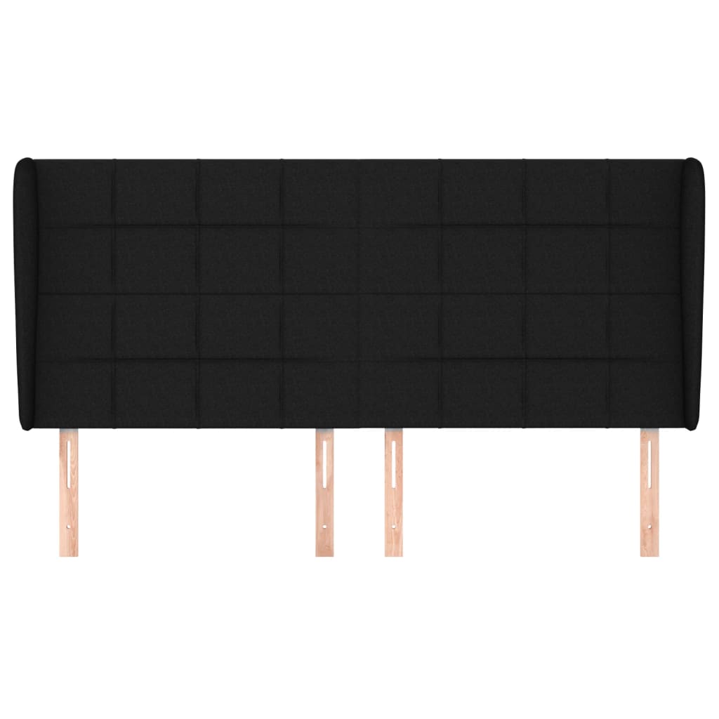 vidaXL Tăblie de pat cu aripioare, negru, 163x23x118/128 cm, textil