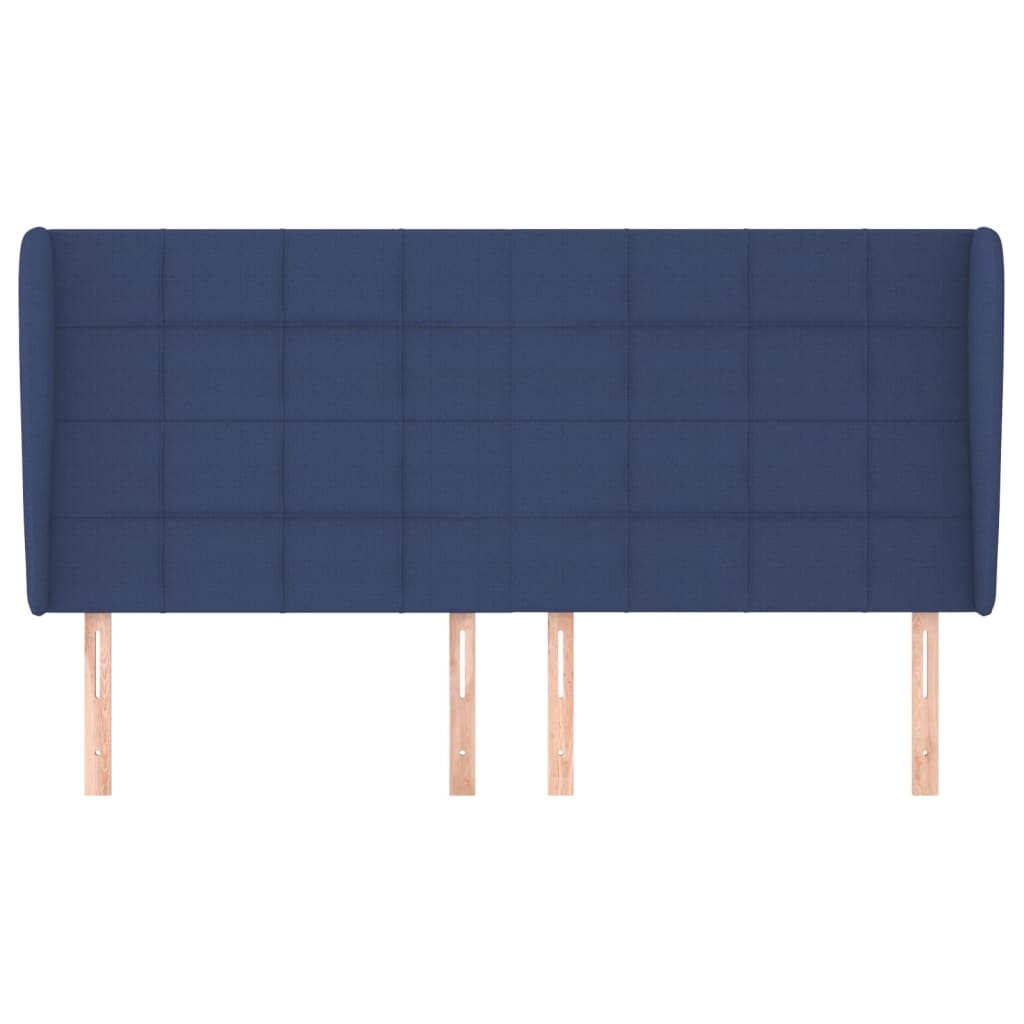 vidaXL Tăblie de pat cu aripioare, albastru, 163x23x118/128 cm, textil vidaXL Tăblie de pat cu aripioare, albastru, 163x23x118/128 cm, textil