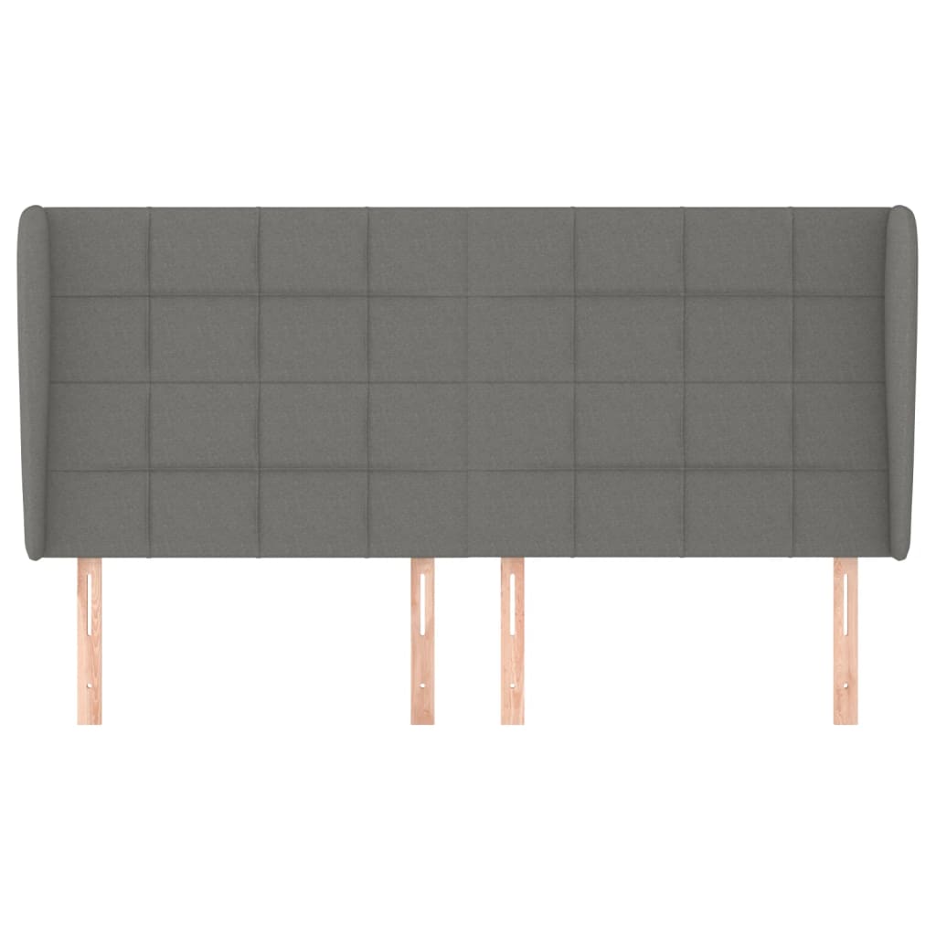 vidaXL Tăblie de pat cu aripioare gri închis 183x23x118/128 cm textil