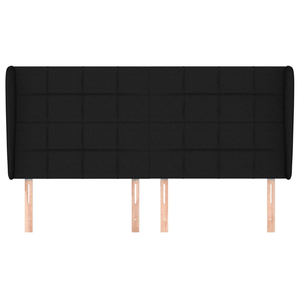 vidaXL Tăblie de pat cu aripioare, negru, 183x23x118/128 cm, textil