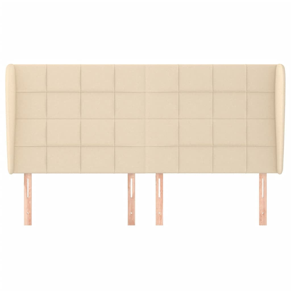 vidaXL Tăblie de pat cu aripioare, crem, 183x23x118/128 cm, textil