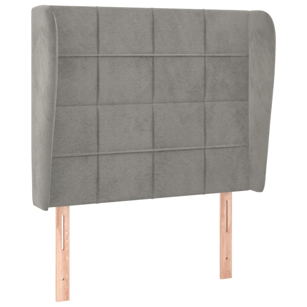 vidaXL Tăblie de pat cu aripioare gri deschis 83x23x118/128 cm catifea