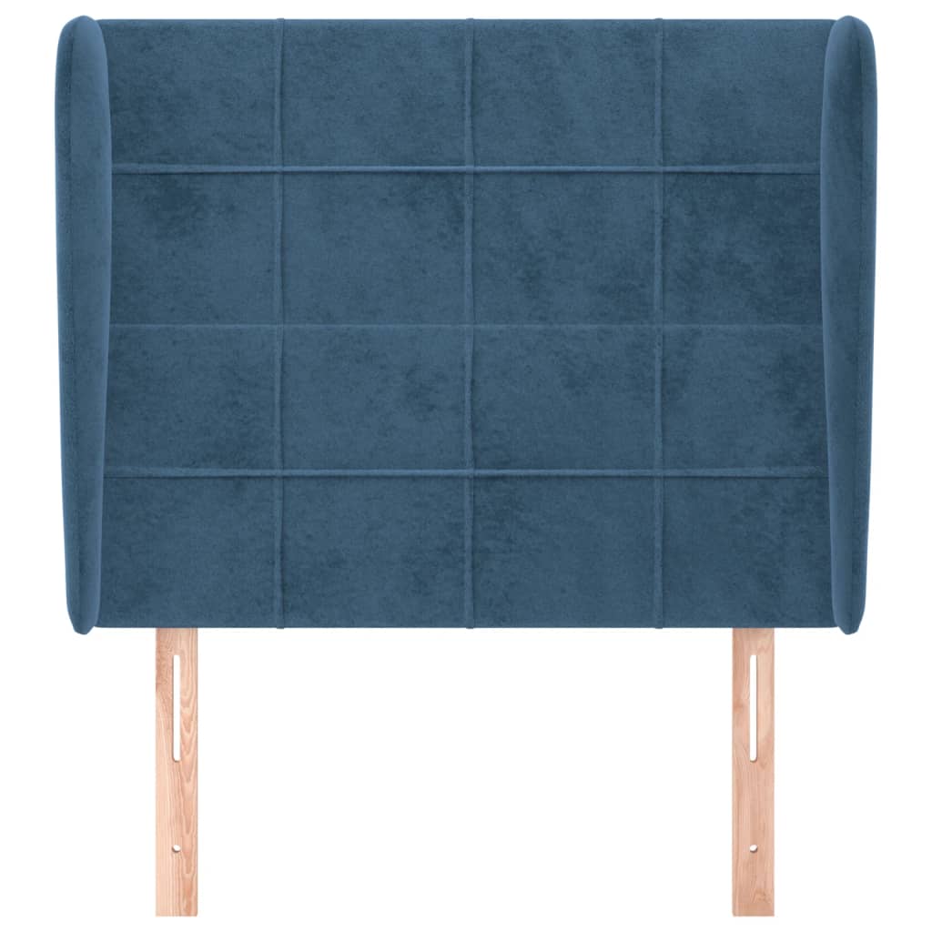 vidaXL Tăblie pat cu aripioare albastru închis 83x23x118/128cm catifea
