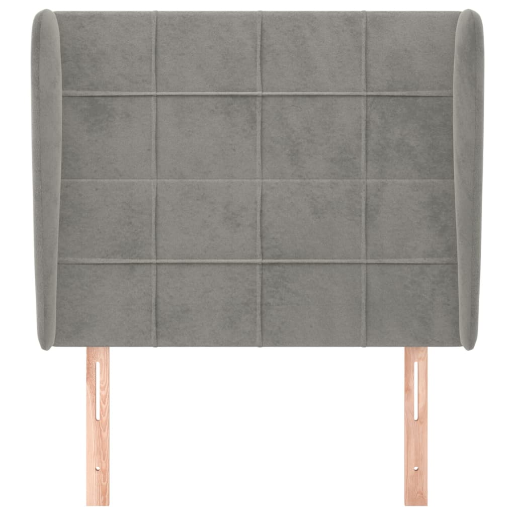 vidaXL Tăblie de pat cu aripioare gri deschis 93x23x118/128 cm catifea