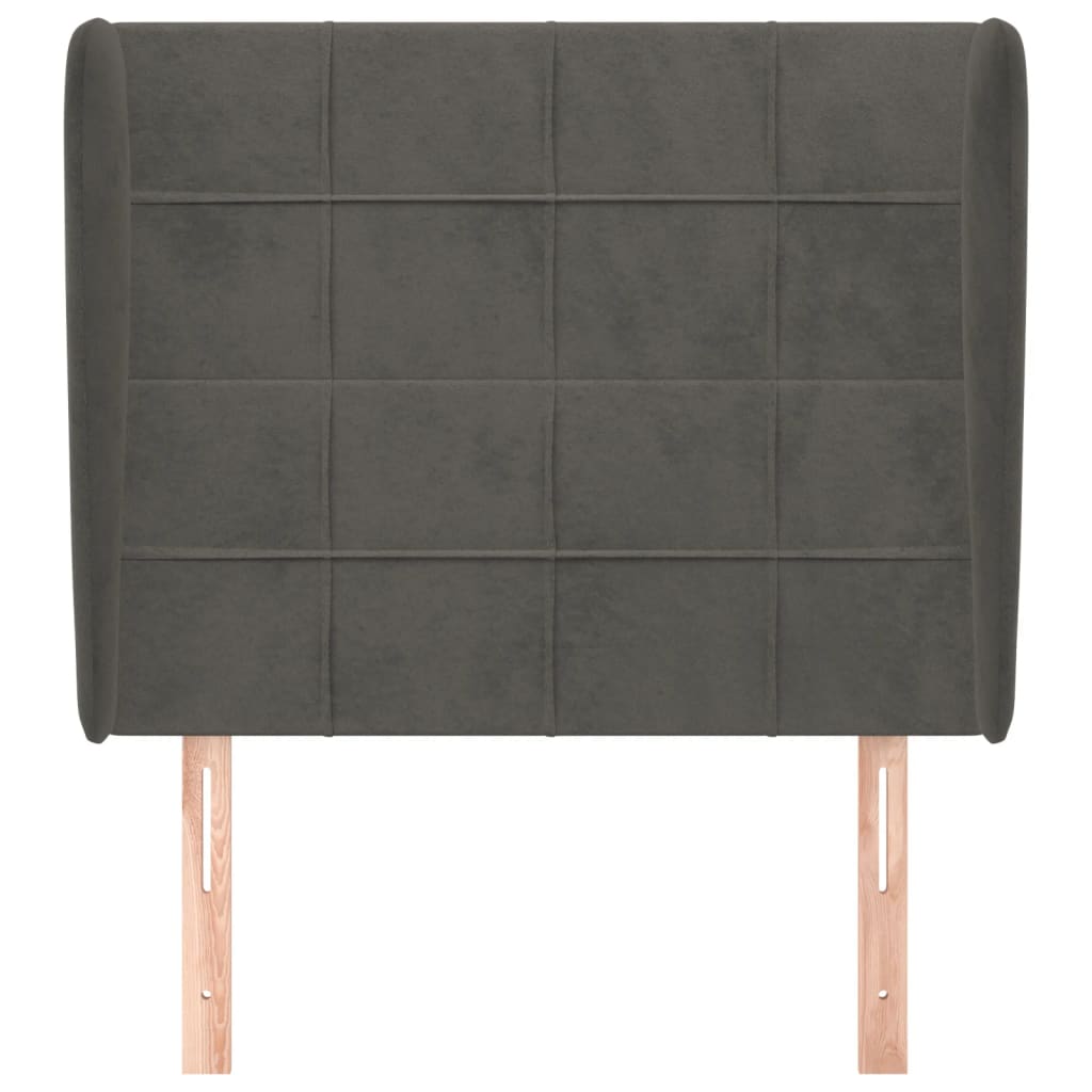 vidaXL Tăblie de pat cu aripioare gri închis 93x23x118/128 cm catifea