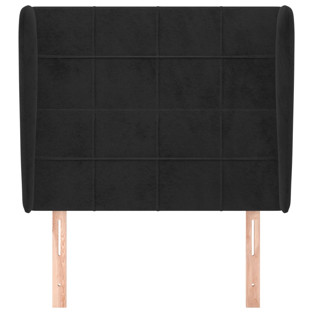 vidaXL Tăblie de pat cu aripioare, negru, 93x23x118/128 cm, catifea