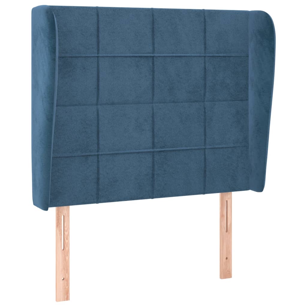 vidaXL Tăblie pat cu aripioare albastru închis 93x23x118/128cm catifea vidaXL Tăblie pat cu aripioare albastru închis 93x23x118/128cm catifea