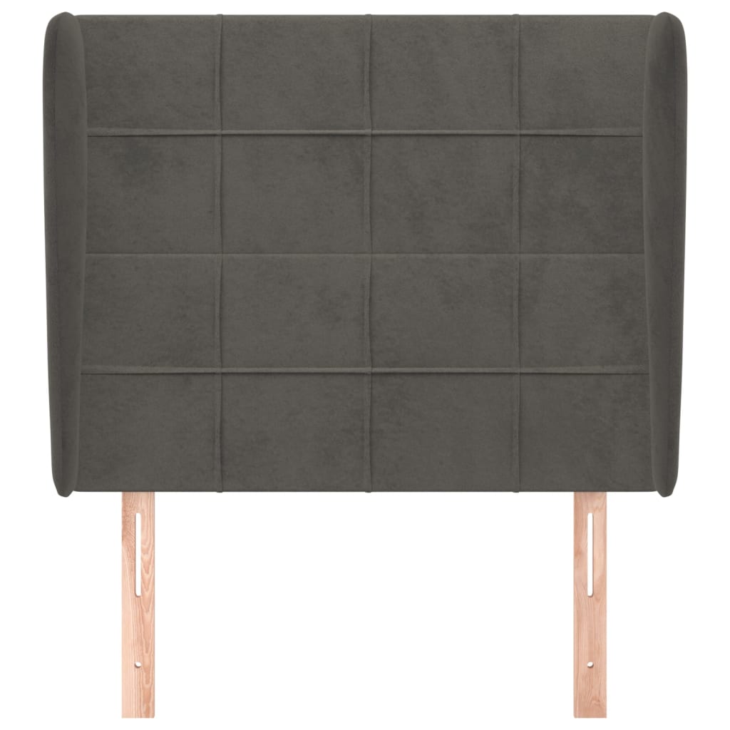vidaXL Tăblie de pat cu aripioare gri închis 103x23x118/128 cm catifea