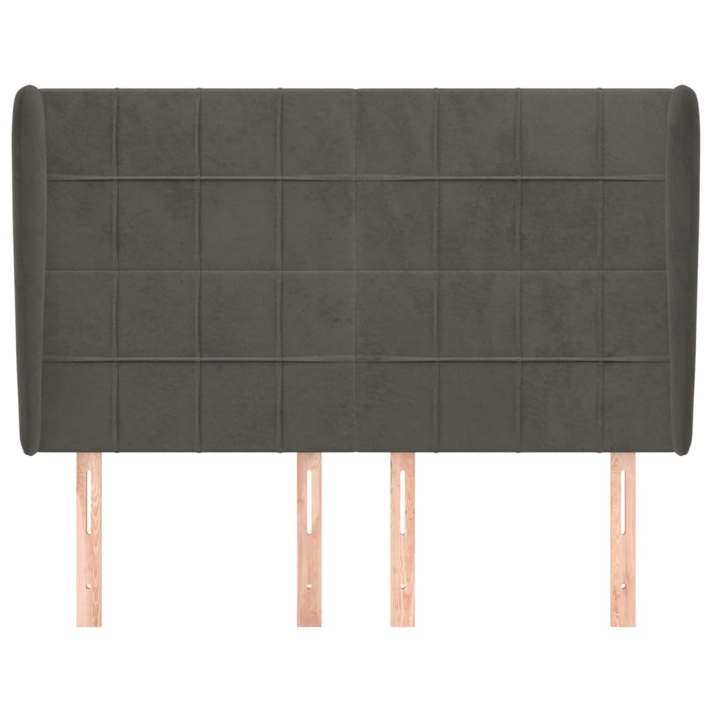 vidaXL Tăblie de pat cu aripioare gri închis 147x23x118/128 cm catifea