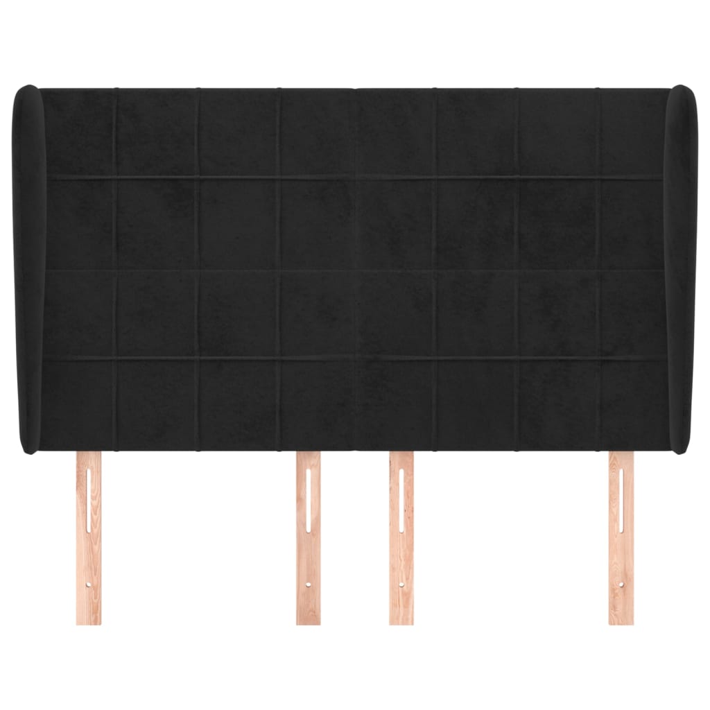 vidaXL Tăblie de pat cu aripioare, negru, 147x23x118/128 cm, catifea