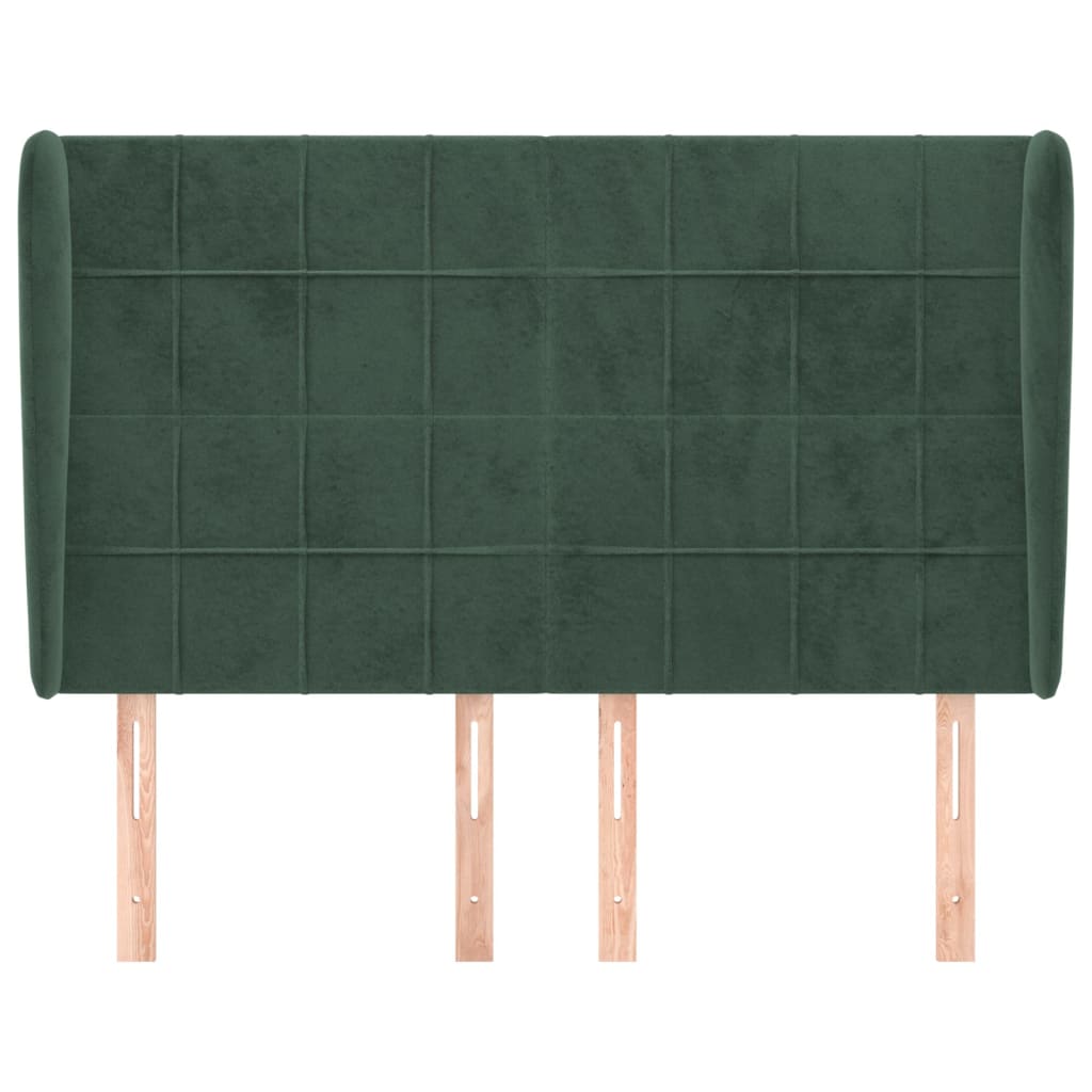 vidaXL Tăblie pat cu aripioare verde închis 147x23x118/128 cm catifea vidaXL Tăblie pat cu aripioare verde închis 147x23x118/128 cm catifea