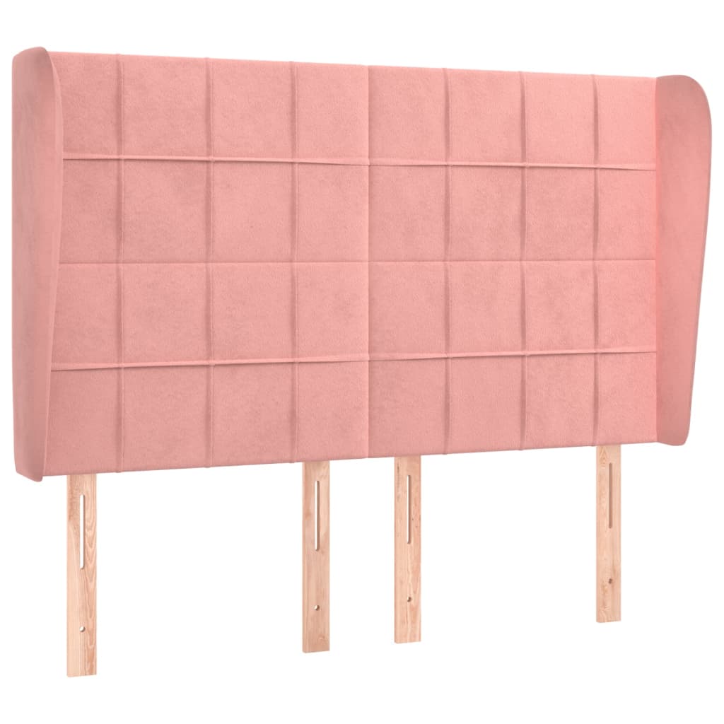 vidaXL Tăblie de pat cu aripioare, roz, 147x23x118/128 cm, catifea