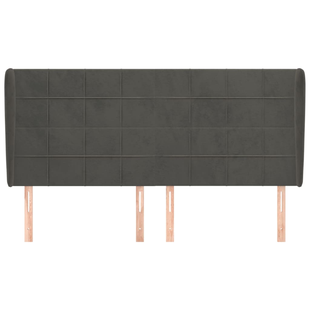 vidaXL Tăblie de pat cu aripioare gri închis 163x23x118/128 cm catifea vidaXL Tăblie de pat cu aripioare gri închis 163x23x118/128 cm catifea