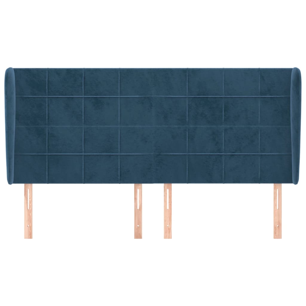 vidaXL Tăblie pat cu urechi albastru închis 163x23x118/128 cm catifea vidaXL Tăblie pat cu urechi albastru închis 163x23x118/128 cm catifea