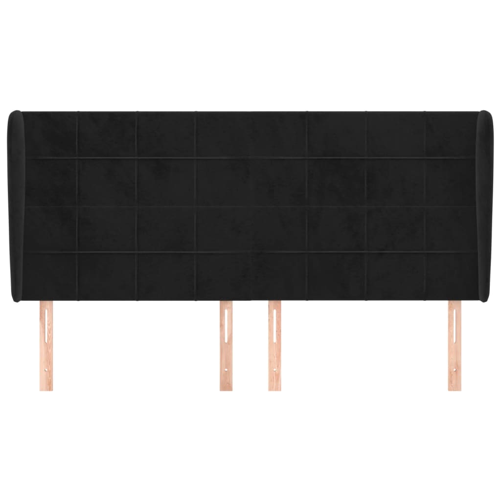vidaXL Tăblie de pat cu aripioare, negru, 183x23x118/128 cm, catifea