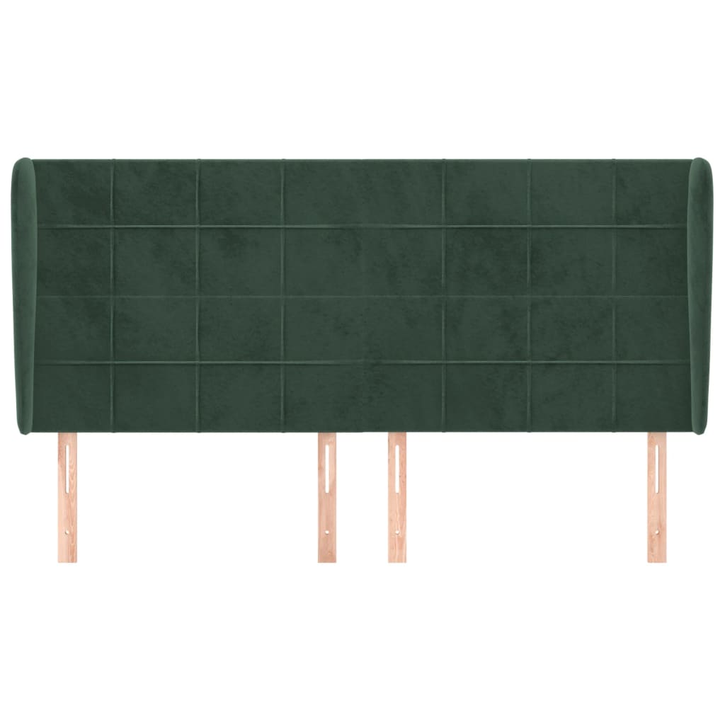 vidaXL Tăblie pat cu aripioare verde închis 183x23x118/128 cm catifea vidaXL Tăblie pat cu aripioare verde închis 183x23x118/128 cm catifea