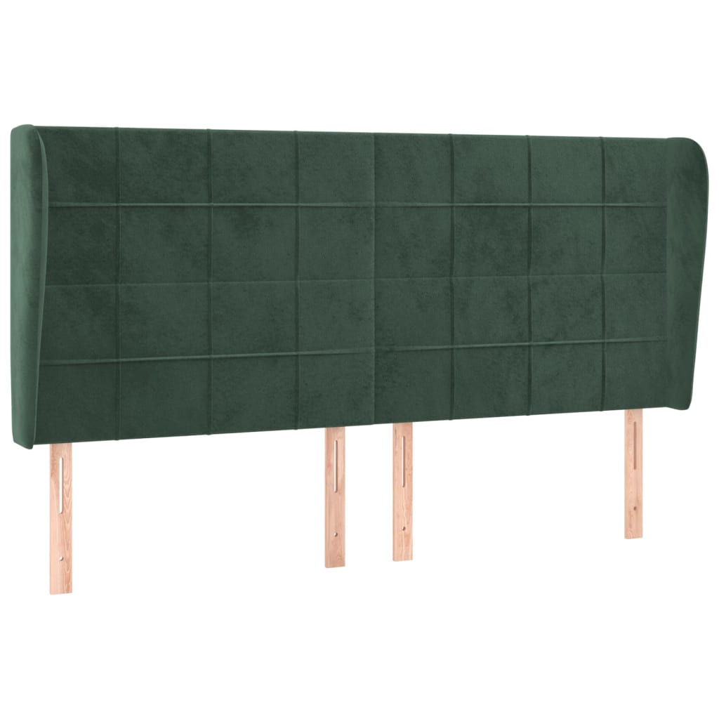 vidaXL Tăblie pat cu aripioare verde închis 203x23x118/128cm catifea vidaXL Tăblie pat cu aripioare verde închis 203x23x118/128cm catifea