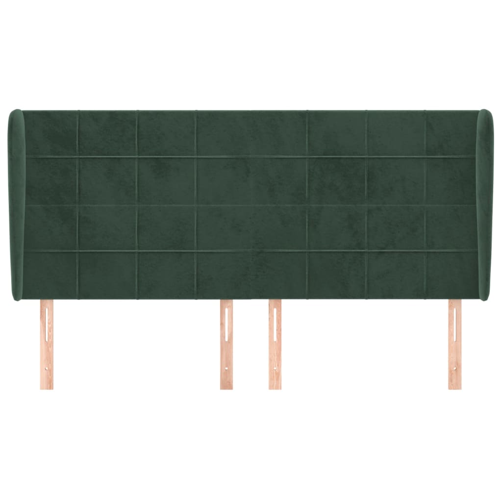 vidaXL Tăblie pat cu aripioare verde închis 203x23x118/128cm catifea vidaXL Tăblie pat cu aripioare verde închis 203x23x118/128cm catifea
