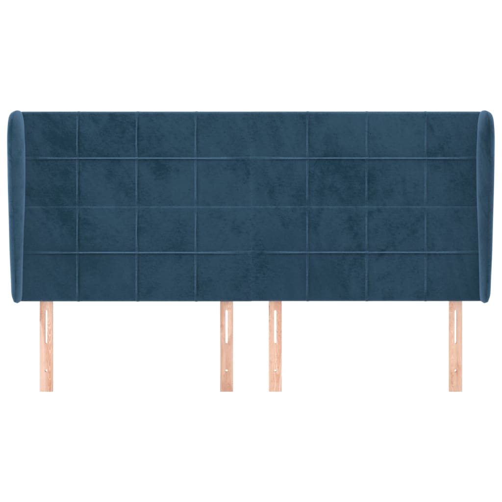 vidaXL Tăblie pat cu urechi albastru închis 203x23x118/128 cm catifea vidaXL Tăblie pat cu urechi albastru închis 203x23x118/128 cm catifea