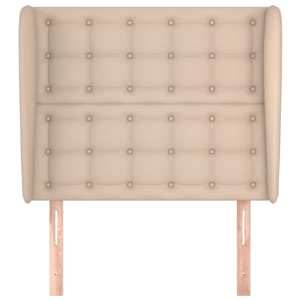 vidaXL Tăblie pat cu aripioare cappuccino 83x23x118/128 cm piele eco vidaXL Tăblie pat cu aripioare cappuccino 83x23x118/128 cm piele eco