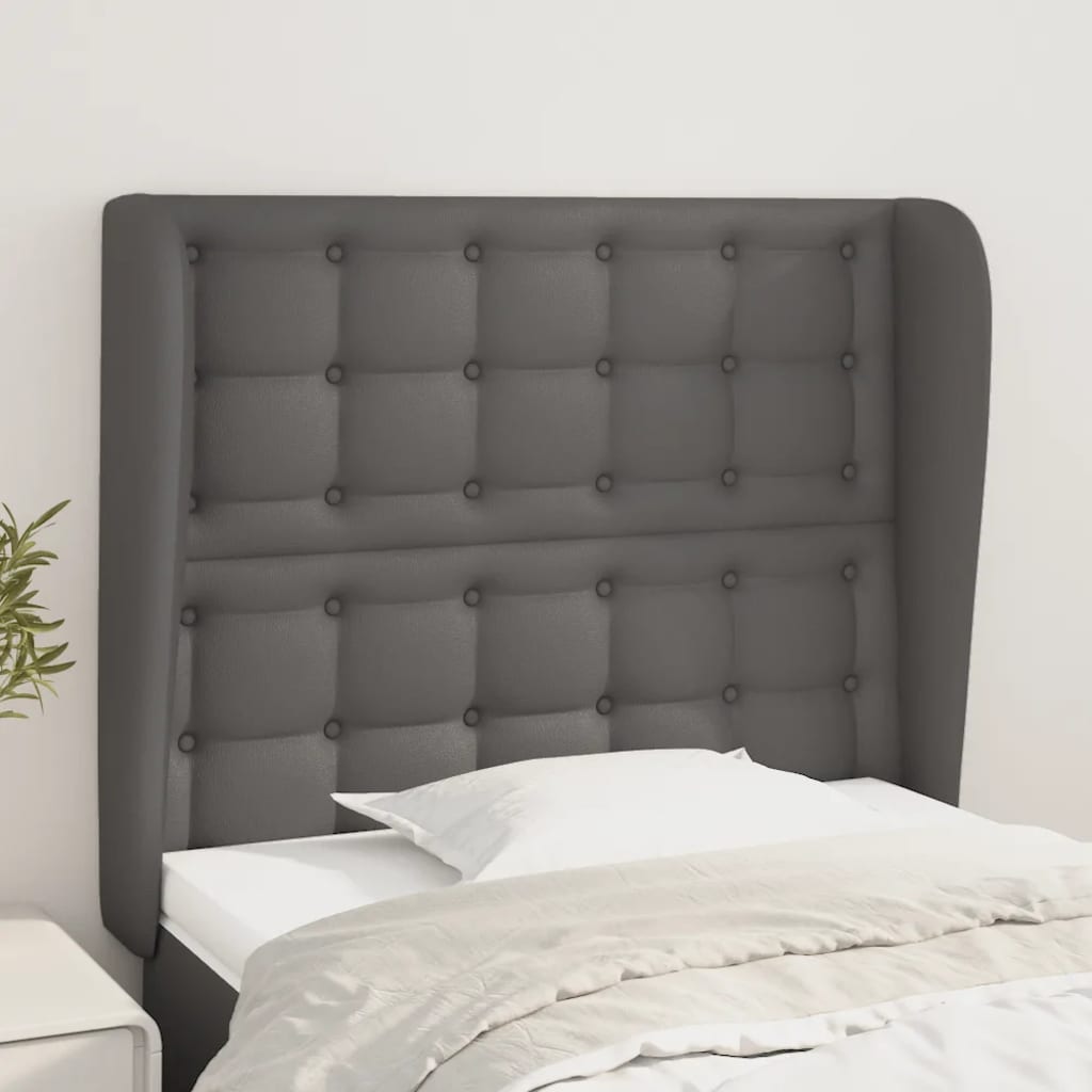 vidaXL Tăblie de pat cu aripioare gri 93x23x118/128 cm piele eco