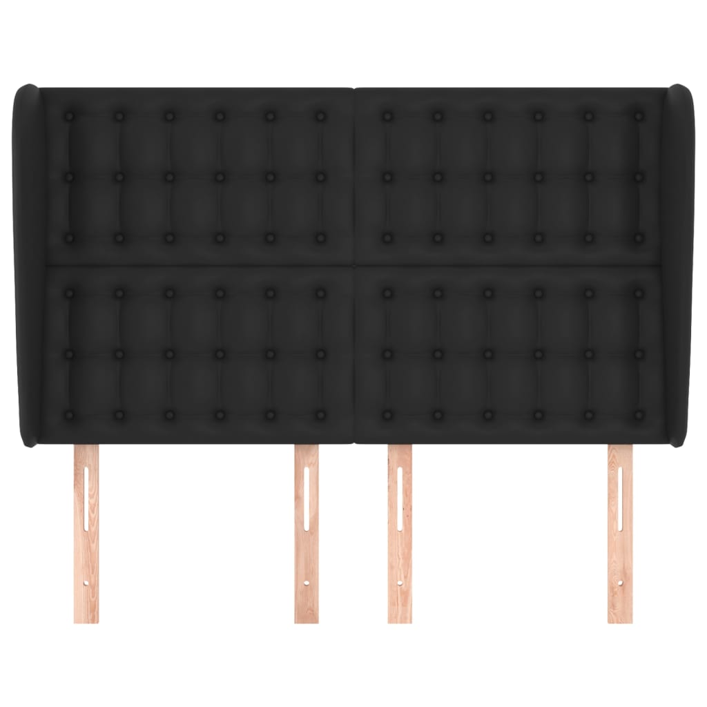 vidaXL Tăblie de pat cu aripioare, negru, 147x23x118/128 cm, piele eco