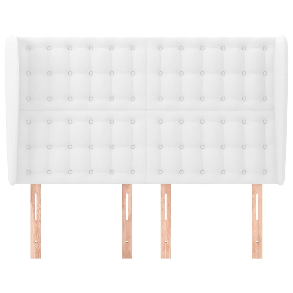vidaXL Tăblie de pat cu aripioare, alb, 147x23x118/128 cm, piele eco