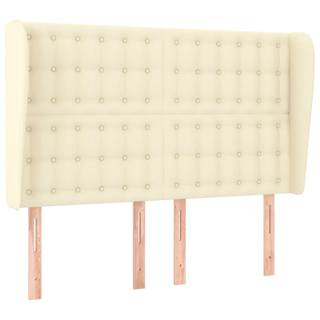 vidaXL Tăblie de pat cu aripioare, crem, 147x23x118/128 cm, piele eco
