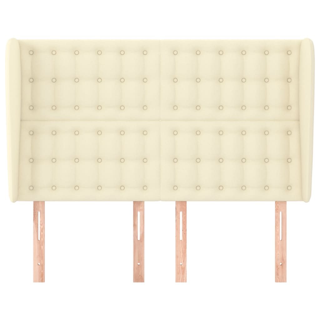 vidaXL Tăblie de pat cu aripioare, crem, 147x23x118/128 cm, piele eco