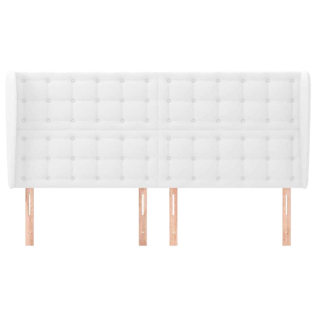 vidaXL Tăblie de pat cu aripioare, alb, 163x23x118/128 cm, piele eco